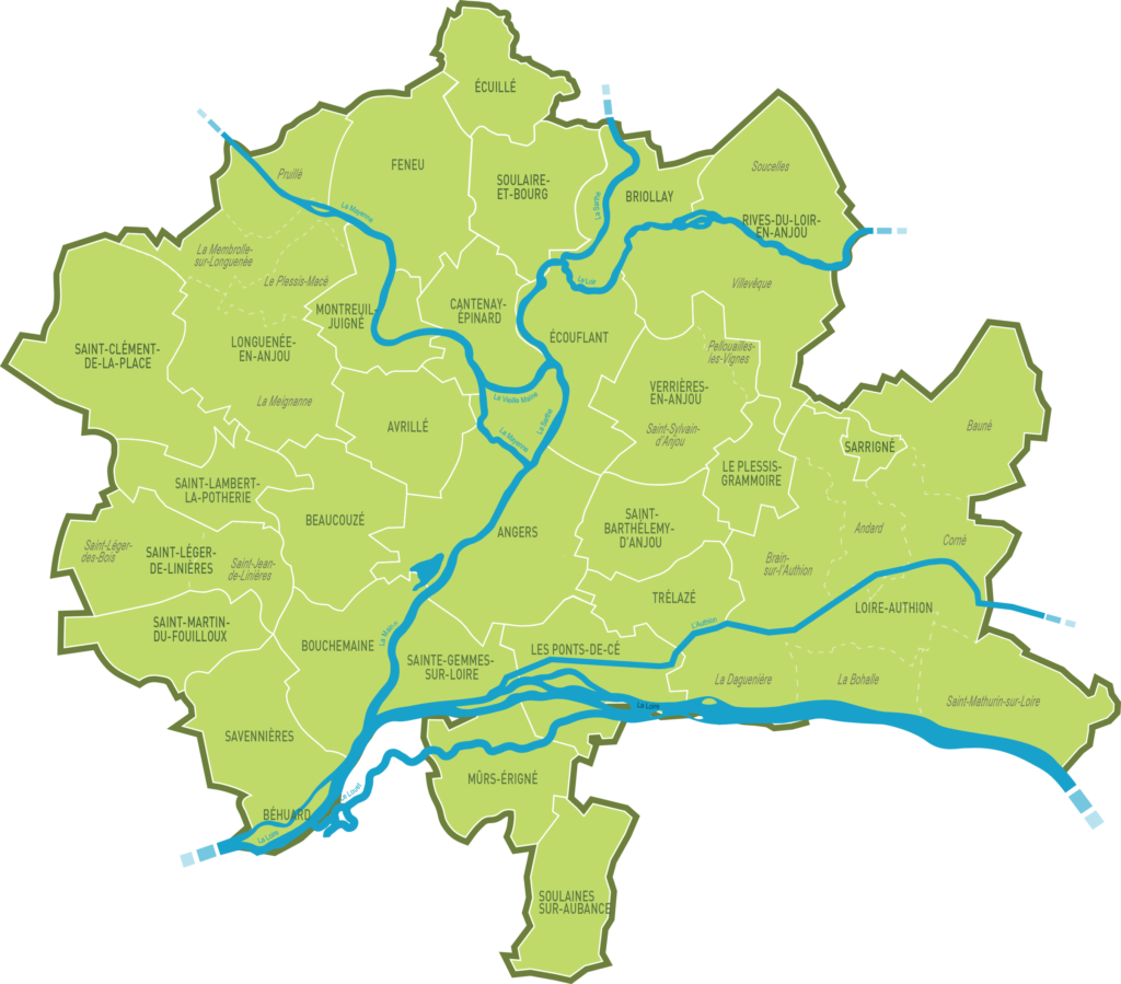 Carte des communes membres d'Angers Loire Métropole